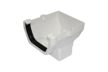 FLOPLAST 114MM WHITE SQUARELINE GUTTER STOPEND OUTLET FLOROS2