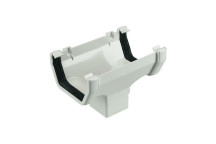 FLOPLAST 114MM WHITE SQUARELINE GUTTER RUNNING OUTLET FLOROS1
