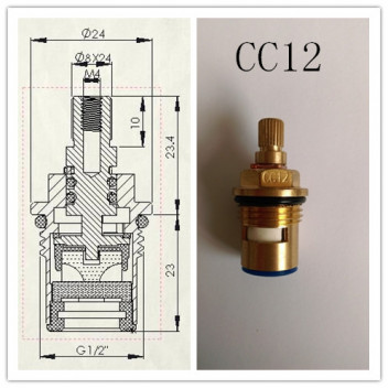 CERAMIC TAP CARTRIDGE VALVE ASSEMBLY CC12 (PAIR)