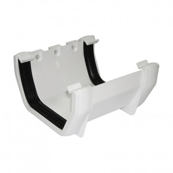 FLOPLAST 114MM WHITE SQUARELINE GUTTER UNION BRACKET FLORUS1