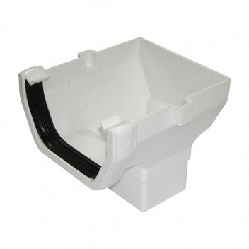 FLOPLAST 114MM WHITE SQUARELINE GUTTER STOPEND OUTLET FLOROS2