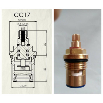 CERAMIC TAP CARTRIDGE VALVE ASSEMBLY CC17 (PAIR)